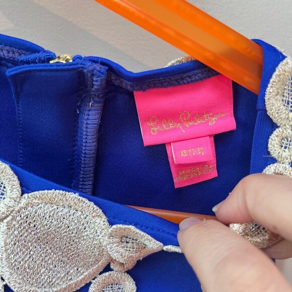 Lilly Pulitzer Girls Baylee Lapis Blue and Gold Dress- Size‎ XS (2/3) - Picture 5 of 6